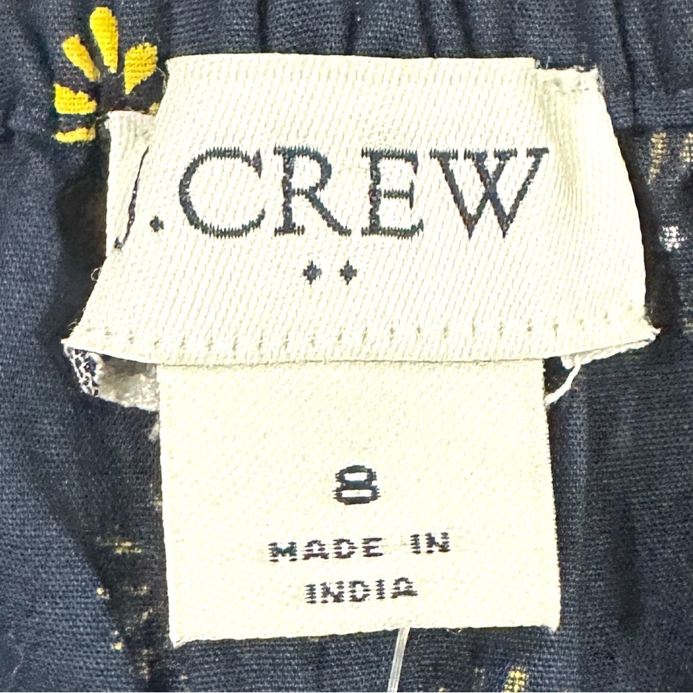 J.Crew Printed Square-Neck Top In Cotton Poplin With Pom Poms - Picture 7 of 9